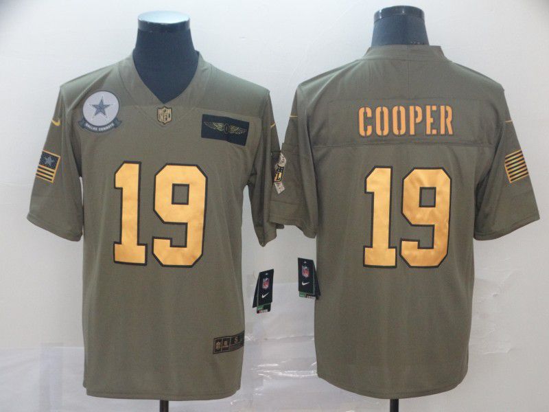 Men Dallas Cowboys 19 Cooper Gold Nike Olive Salute To Service Limited NFL Jersey